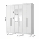 Ver imagem 3 de Guarda-Roupa Casal 6 Portas, 2 Gavetas, Pés e Espelho Noronha Branco