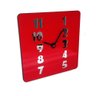 Relógio de Parede MDF Vermelho Números Espelhados Preto - 3