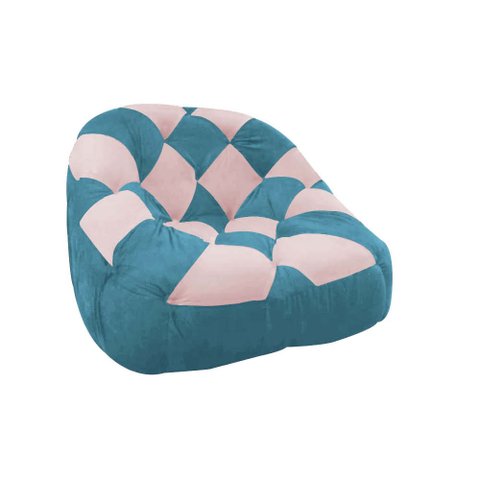 Poltrona Paloma Escritório Sala Pé Plástico Suede Azul Turquesa e Suede Rosa Bebê - Dominic Decor