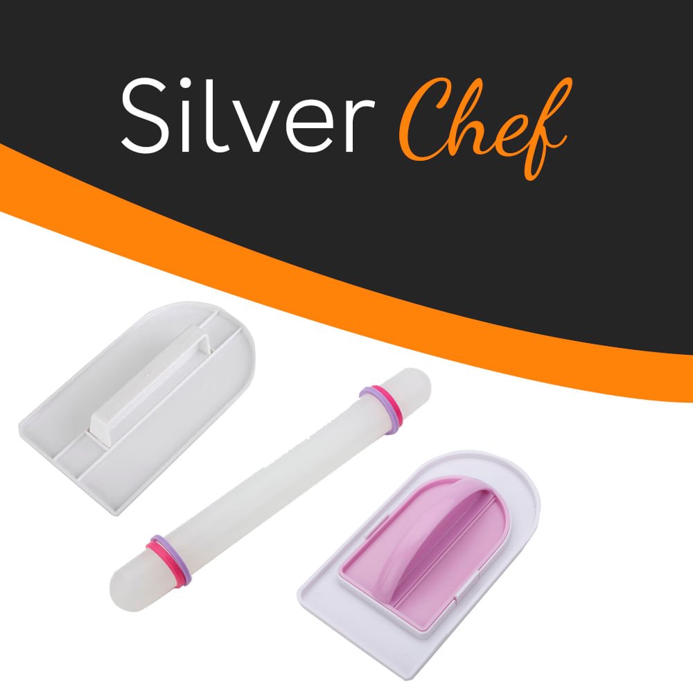 Rolo Nivelador Silverchef Pequeno Pasta Americana Bolo 23,5cm - 3