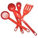 Ver imagem 2 de Jogo Conjunto de Talheres Nylon Utensílios Vermelho 5 Peças