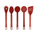 Ver imagem 1 de Jogo Conjunto de Talheres Nylon Utensílios Vermelho 5 Peças