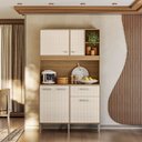 Ver imagem 1 de Armário de Cozinha Compacto Liv 5 Portas 1 Gaveta com Nicho Decorativo 1,20m - Freijó/soft