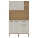Ver imagem 5 de Armário de Cozinha Compacto Liv 5 Portas 1 Gaveta com Nicho Decorativo 1,20m - Freijó/soft