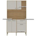 Ver imagem 4 de Armário de Cozinha Compacto Liv 5 Portas 1 Gaveta com Nicho Decorativo 1,20m - Freijó/soft