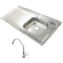 Ver imagem 1 de Pia Inox Fabrinox PSD1000D 100x52cm, cuba direita, com furo e torneira