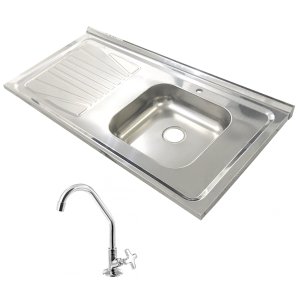 Pia Inox Fabrinox PSD1000D 100x52cm, cuba direita, com furo e torneira