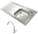 Ver imagem 1 de Pia Inox Fabrinox PSD1000D 100x52cm, cuba direita, com furo e torneira