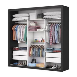Guarda Roupa Casal com Espelho 3 Portas 4 Gavetas Max Plus Espresso Móveis - 2