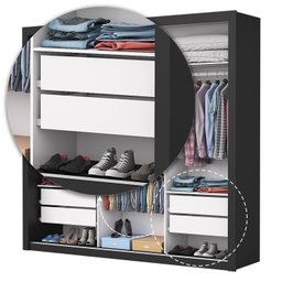 Guarda Roupa Casal com Espelho 3 Portas 4 Gavetas Max Plus Espresso Móveis - 7