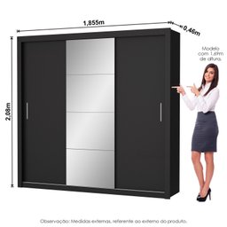 Guarda Roupa Casal com Espelho 3 Portas 4 Gavetas Max Plus Espresso Móveis - 4