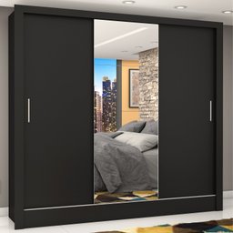Guarda Roupa Casal 3 Portas com Espelho Porto Plus Espresso Móveis - 1