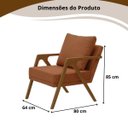 Ver imagem 5 de Poltrona Mona Luxo Madeira Maciça Tecido Linho Terracota