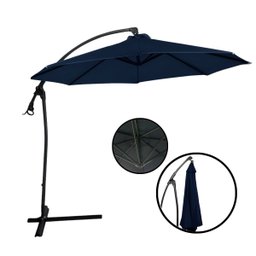 Ombrelone Lateral Suspenso 3 Metros Jardim com Base e Manivela Azul Importway Iwoblb-300 Az - 1