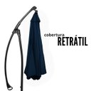 Ver imagem 5 de Ombrelone Lateral Suspenso 3 Metros Jardim com Base e Manivela Azul Importway Iwoblb-300 Az