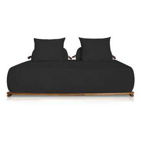 Sofá Dubai 2 Lugares 1.60m Tecido Bouclê Preto para Sala Bz Home Decor