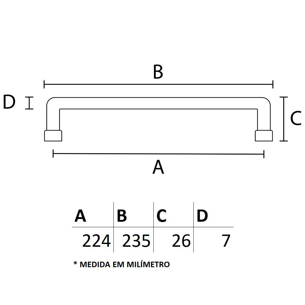 Puxador Norbello Il 1740 - Ouro Real - 224mm - 4