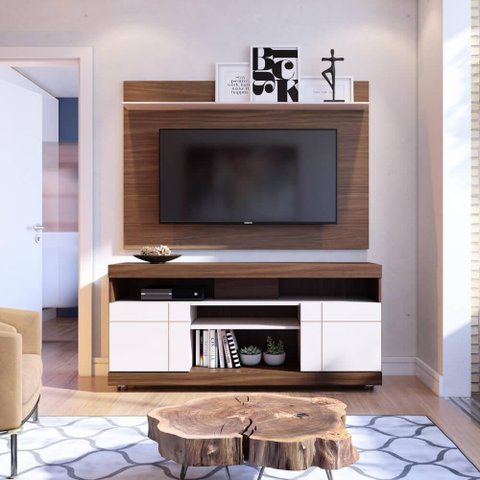 Rack com Painel Yara para Tv com 55 - Nogueira/off White