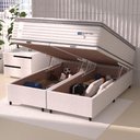 Ver imagem 5 de Cama Box Baú Casal King Colchão Molas Guarda Costas Max com Pillow Branco/cinza