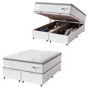 Ver imagem 1 de Cama Box Baú Casal King Colchão Molas Guarda Costas Max com Pillow Branco/cinza