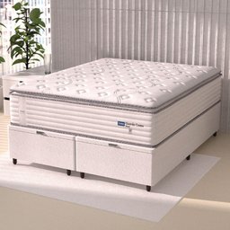 Cama Box Baú Casal King Colchão Molas Guarda Costas Max com Pillow Branco/cinza - 6