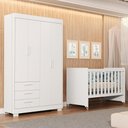 Ver imagem 2 de Jogo de Quarto Infantil Guarda Roupa Zaki e Berço Evolution Branco Fosco - Reller Móveis