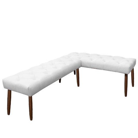 Canto Alemão Suede Branco Assento 1,20x0,75 - Dominic Decor