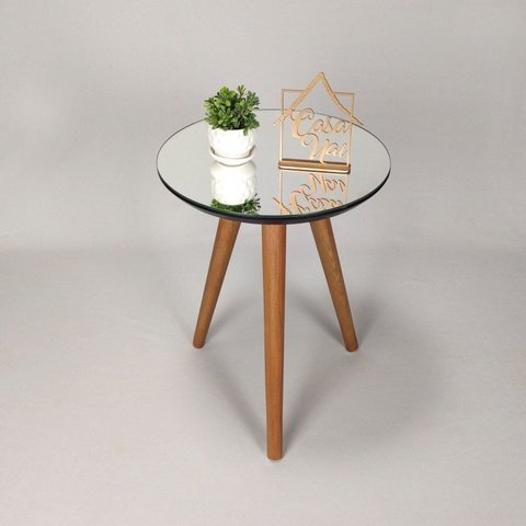 Conjunto 2 Mesas Laterais com Tampo Espelhado 100% MDF 60x40cm e 50x40cm Pés Palito Preto