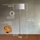 Ver imagem 3 de Luminária de Chão Piso Abajur Altura 1,6m Alumínio com Cúpula Redonda Ref 88 Dourado Cup Branco