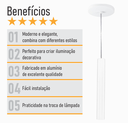 Ver imagem 6 de Kit 2 Pendente Tubo Palito 30cm - Branco + Lampada Led 4w