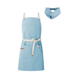 Avental e Faixa de Cabelo Chef Cozinha Atelie Pintura Azul - 1
