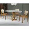 Mesa de Jantar Quadrada Nubia 4 Lugares 110 X 110cm Madeira Maciça Tampo com Vidro - 2