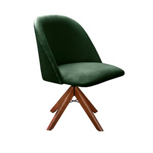Poltrona Decorativa Gaia Base Giratória De Madeira Sala, Escritório, Recepção - Veludo Verde