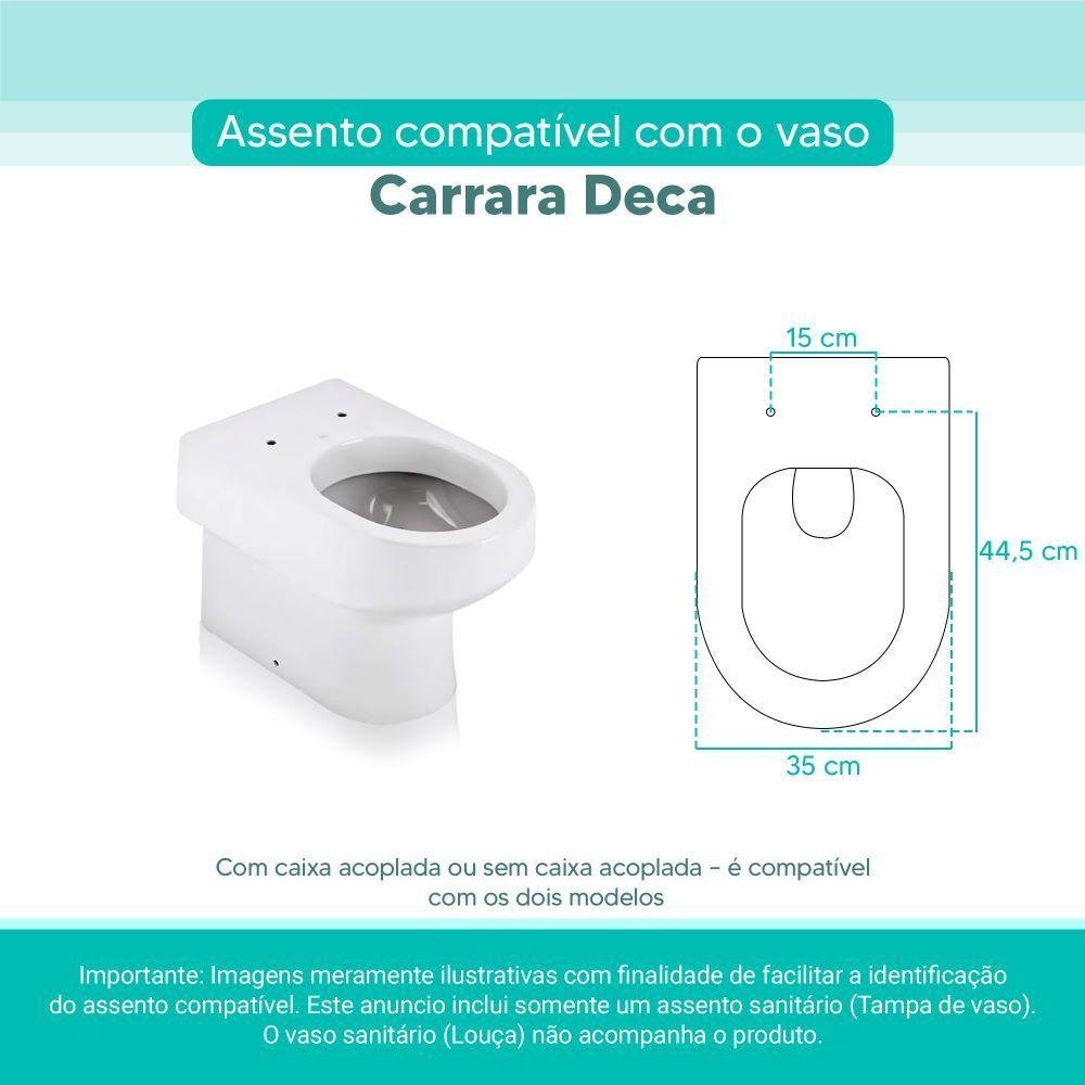 Tampa Vaso Sanitário Madeira Laqueada Carrara Branco para Bacia Deca - 3