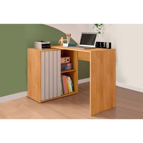 Mesa Escrivaninha Casal Tech C/ 1 Porta de Correr Lamina Mel/cacao - Caemmun