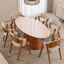 Ver imagem 2 de Mesa de Jantar 8 Lugares Orgânica Elipse Tampo com Vidro 218cm Degas D05 Freijó Off White - Lyam Dec