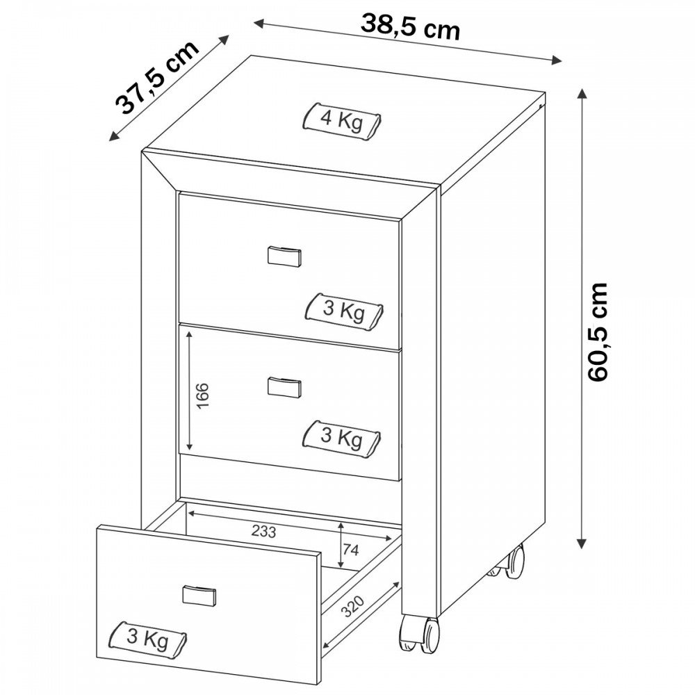 Conjunto Home Office 6 Peças com 2 Mesa em L, 2 Gaveteiros e 2 Estantes Preto - Pnr Móveis - 5