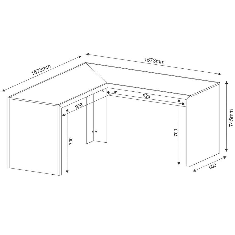 Conjunto Home Office 6 Peças com 2 Mesa em L, 2 Gaveteiros e 2 Estantes Preto - Pnr Móveis - 4