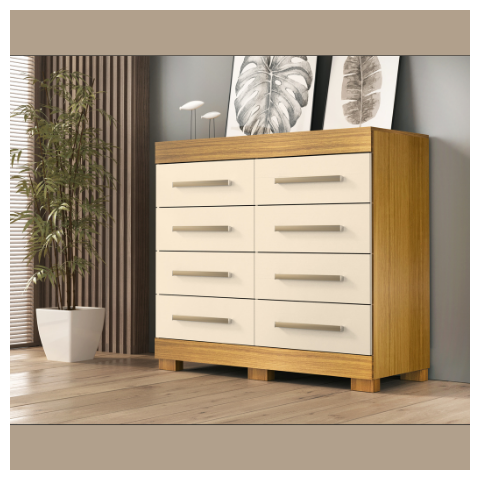 Cômoda Nalu 8 Gavetas Nature/Off White ACP Móveis 100%MDF