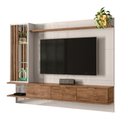 Ver imagem 3 de Painel Leblon Off White/ Madero Canela Tv Até 55'' Com 03 Portas Basculantes E Prateleiras De