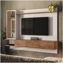 Ver imagem 5 de Painel Leblon Off White/ Madero Canela Tv Até 55'' Com 03 Portas Basculantes E Prateleiras De