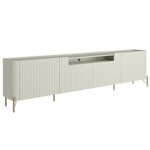 Rack para Sala de Estar Tv 85 Pol 4 Portas Brise Pés Industrial Dourado Alef I03 Luna - Lyam Decor
