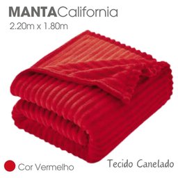 Cobertor Manta Casal Soft Canelada 2,20m X 1,80m Califórnia Cor Vermelho - 2
