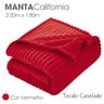 Cobertor Manta Casal Soft Canelada 2,20m X 1,80m Califórnia Cor Vermelho - 2