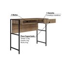Ver imagem 3 de Escrivaninha Industrial Home Office com 1 Gaveta - Carvalho/
