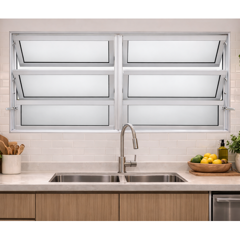Vitro Basculante 2 Seções 60x150 Alumínio Branco Linha 25