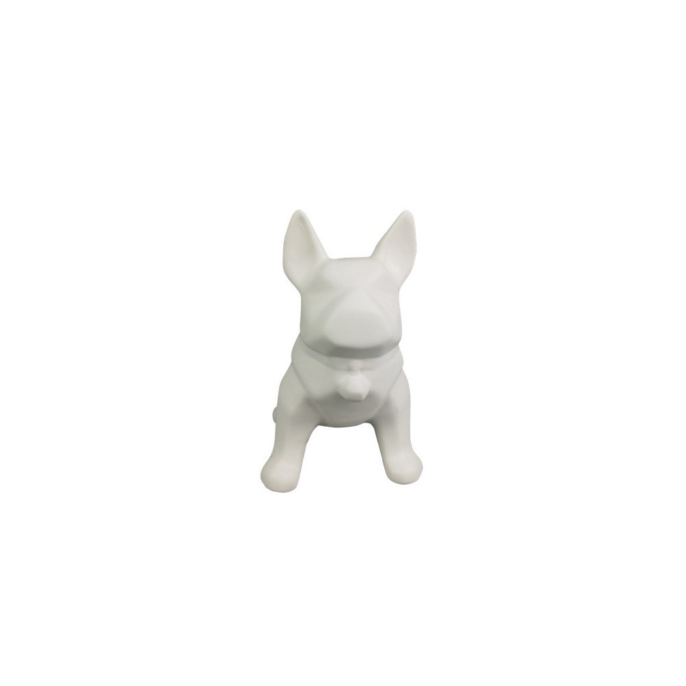 Escultura Decorativa Buldogue em Resina Branco 21cm DN0154 BTC