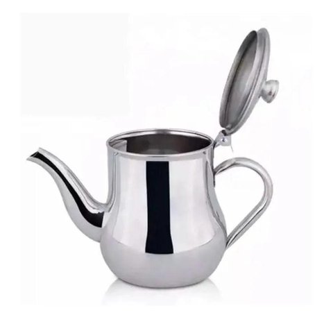 Bule de Inox 280ml Cafe Cha Leite Agua Quente Oleo Leiteira Alca Tampa Mini Cafeteira Vintage Leitei