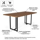 Ver imagem 2 de Mesa de Jantar Industrial Retangular 200x90cm 6 a 8 Lugares Atos MDF Noronha - Straub Web