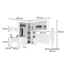 Ver imagem 3 de Quarto de Canto Casal com Guarda Roupas Cabeceira e Escrivaninha Alpes Luciane Móveis
